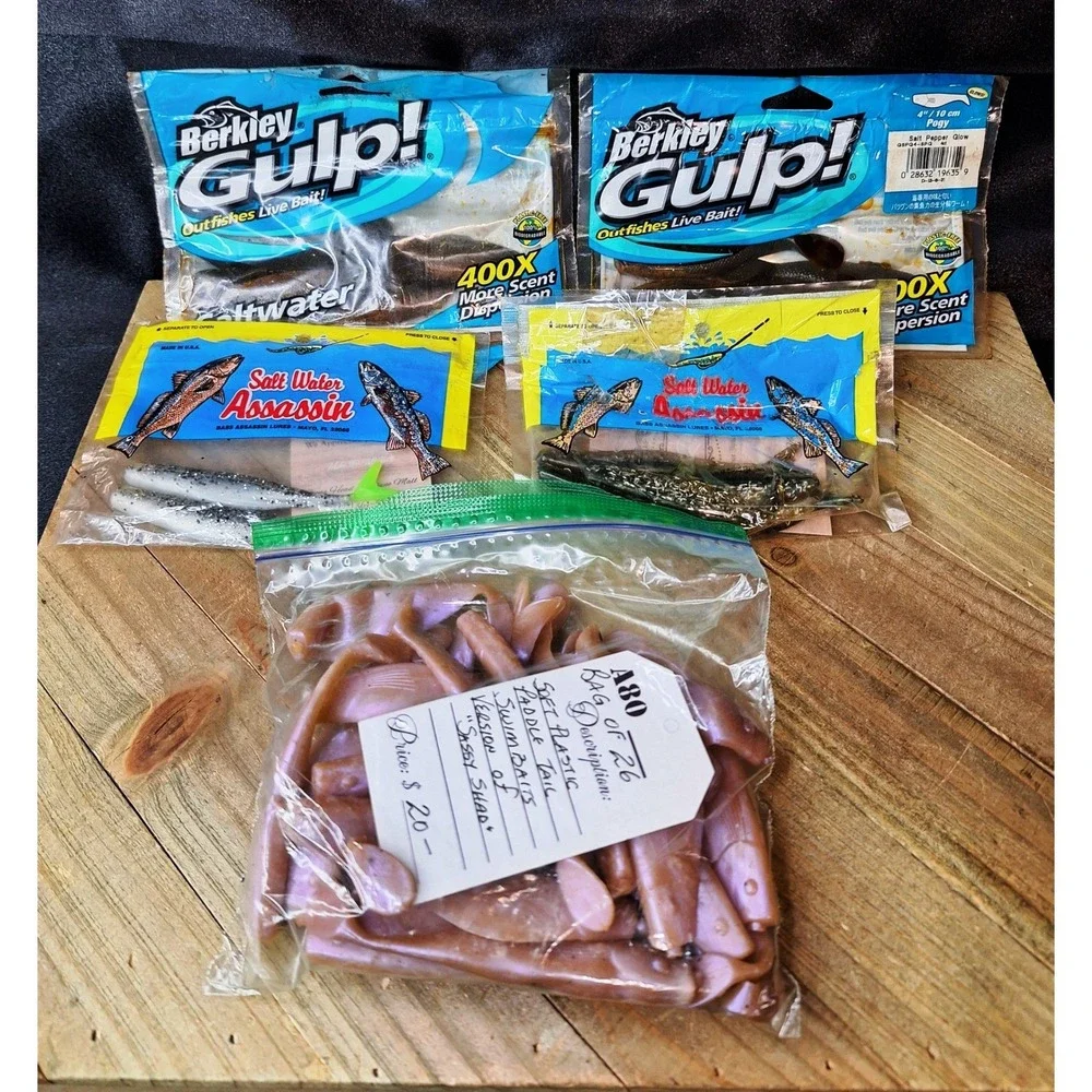Berkley Gulp Saltwater Pogy Salt Water Assassin Sassy Shad Lure Lot 5 Packs